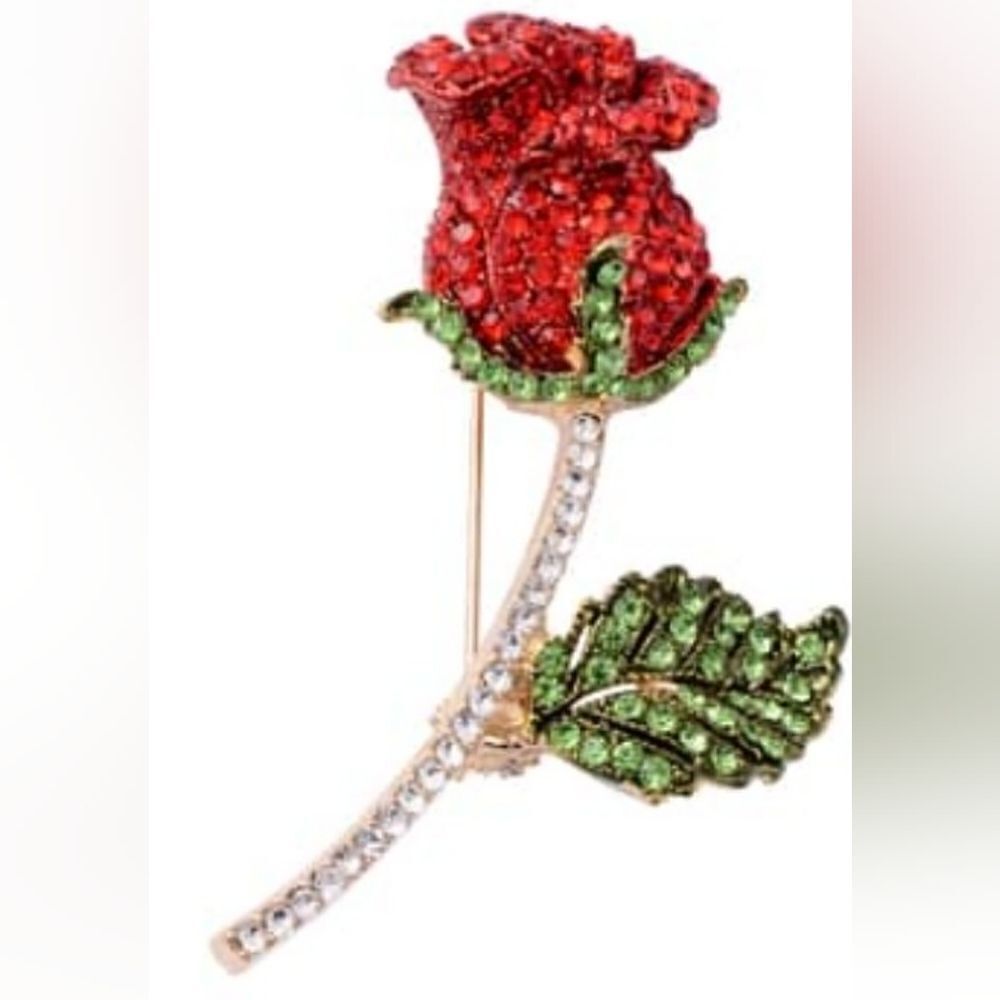 Austrian Crystal Rose Brooch or Pendant